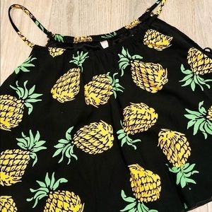 EUC Interi Pineapple Crop Top Fully Lined Yellow